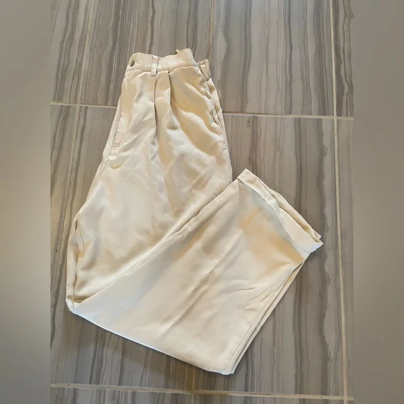 INC International Concepts Light Khaki Silk Slacks Women’s Size 12 Wide Leg - Picture 1 of 12